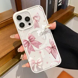 Magnetic Phone Case for iPhone 17 Air iPhone 15 Plus 16 Pro Max 16E 14 13 12 11  X XS  Bow Delight Dream Pattern TPU Shockproof Anti-Scratch Stylish Smartphone Cover