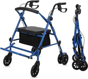GARVEE All-Terrain 2-in-1 Rollator Walker and Transport Chair with Folding Design, 10-Inch Non-Pneumatic Wheels, Reversible Backrest, and Detachable Footrests for Enhanced Mobility and Comfort