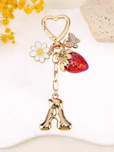 Mother's Day Gift Cute Letter Butterfly Strawberry Flower, Wallet Backpack Accessory for Women, Student Handbag Charm Car Key Chain, Keychain For Bags, Floral Pattern Keychain, Trendy Cute Keychain