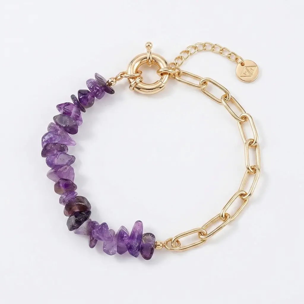 Purple Chain Bracelet - Geometric Stainless Steel Adjustable Bracelet