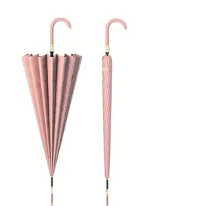 Magic Flower Umbrella (Blooms When Wet) Long-handled umbrella that blooms when wet, 16 ribs, Japanese-style, fresh and simple, straight-handled umbrella, curved handle, solid color, enlarged and reinforced, wind and rain resistant