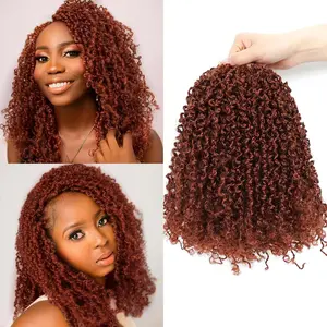 Alrence Pre-looped Yanky Twist Crochet Hair 10 Inch 8 Packs Bohemian Passion Twist Spring Mini Twist Crochet Hair for Black Women Boho Crochet Braids Synthetic (350#)