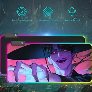 Demon Hunters Mouse Pad RGB LED Light Gaming Mousepad Waterproof Large Gamer Mouse Carpet Big Mause Keyboard Pad PC Desk Play Mat with Backlit
