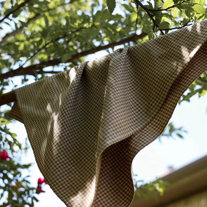 Handwoven Neckerchief Silk Shappe Houndstooth Pattern - Natural Design Fabric Piece