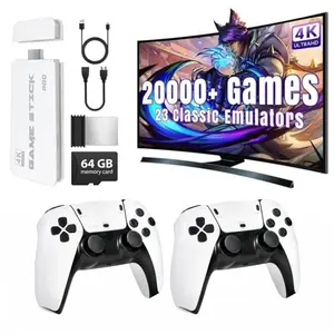 Wireless Retro Game Console, over 20,000 Games, 23 Emulators, 64GB, Dual 2.4GHz Wireless Controllers, Plug-And-Play TV Video Gaming Game Console Stick