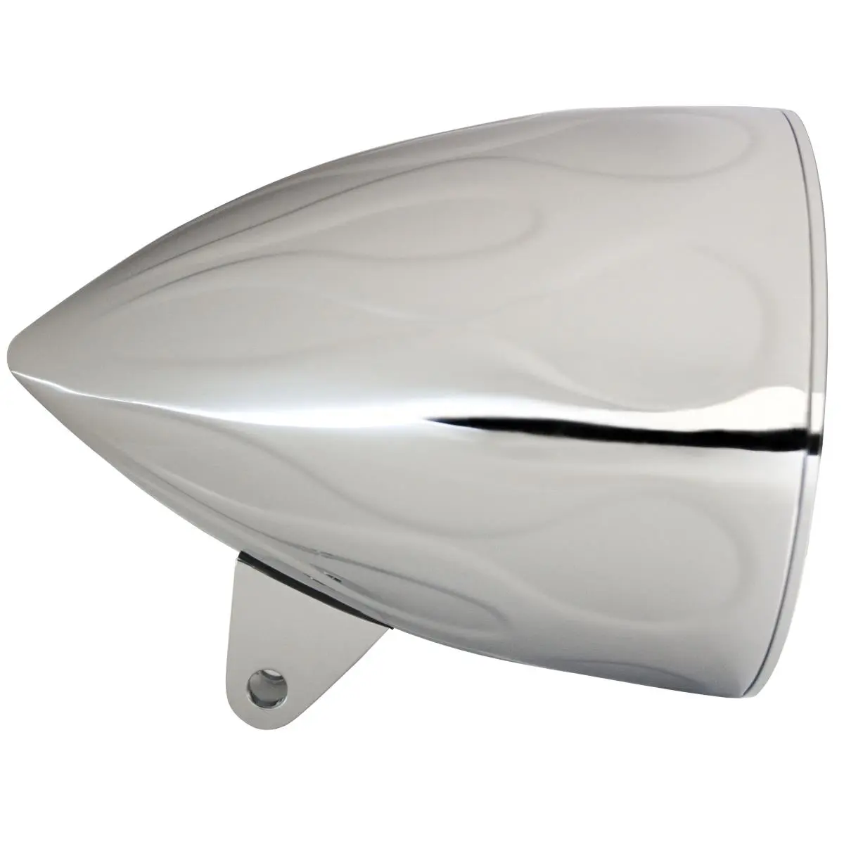 212 MAIN Sunset Boulevard Headlight Bucket, 5.75 in. Chrome Flamed Pattern, Sleek No-Visor, Automotive Accessories for Car, Vehicle, Auto Accessories, Flame Look, 6" H X 10" W X 14" L, Chrome Finish, Flame Pattern, Auto Lighting, Flamed Headlight Bucket