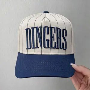DINGERS Navy Stripe Vintage Trucker Hat – Retro Baseball Cap, Unisex Adjustable Snapback, Perfect Gift