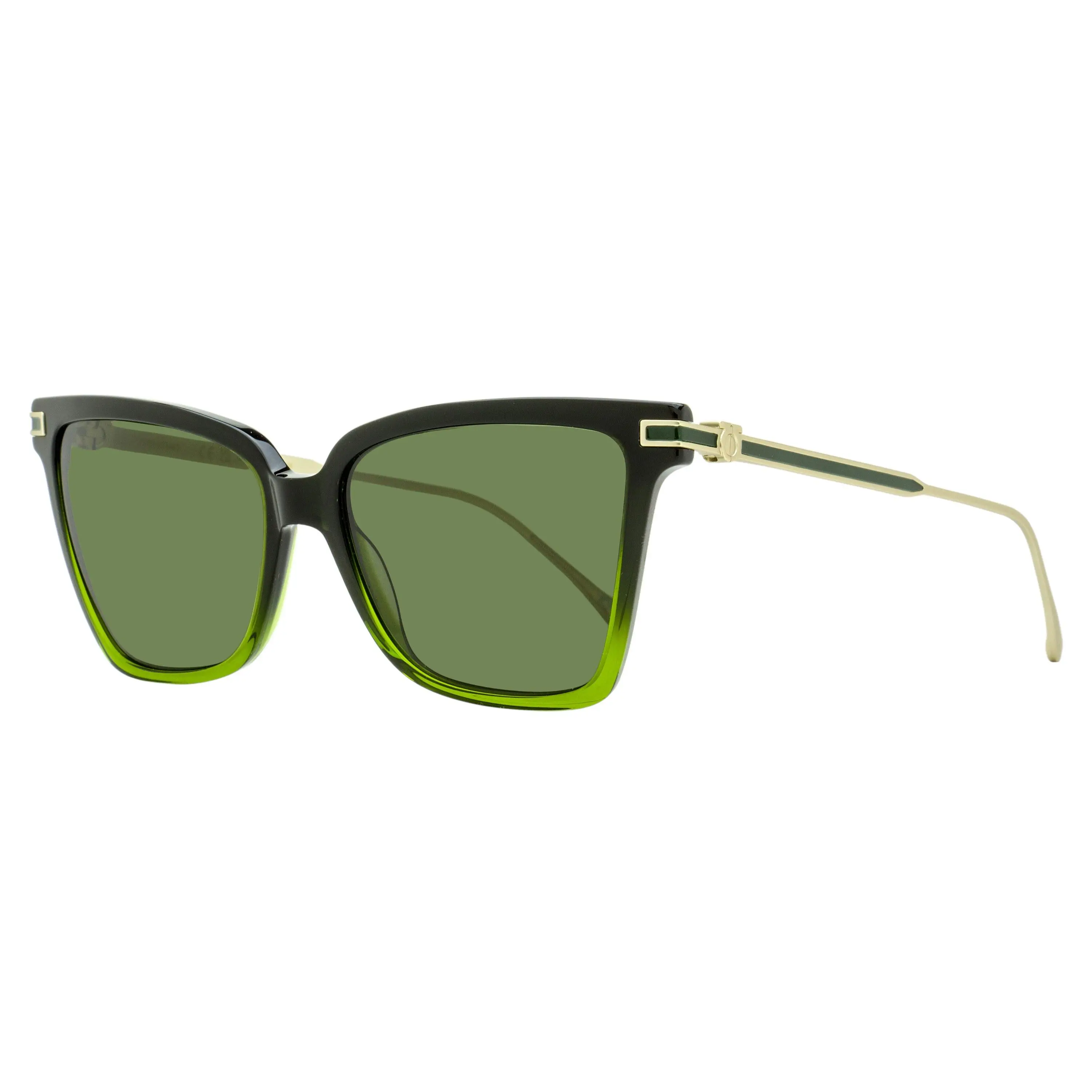 Women's Salvatore Ferragamo Gancini Butterfly Anti-UV Metal Sunglasses - SF2036S 316, Green Ombre, 56mm, Metal Temples, Stepped Brow, Refined Modern Finish, Butterfly Silhouette, Designer-Inspired, Fashion Glasses with Decorative Accents