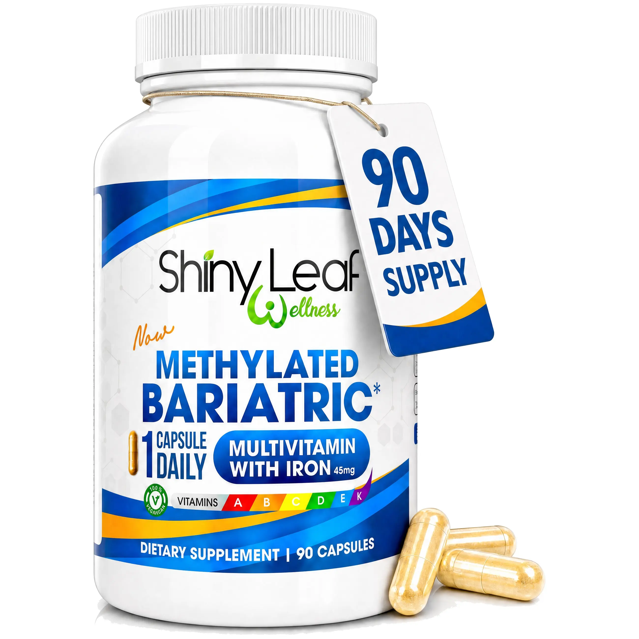 Bariatric Multivitamin with 45mg Iron — Once Daily Capsule for Gastric Sleeve & Bypass, 22 Vitamins & Minerals, Methylated B12 & Folate