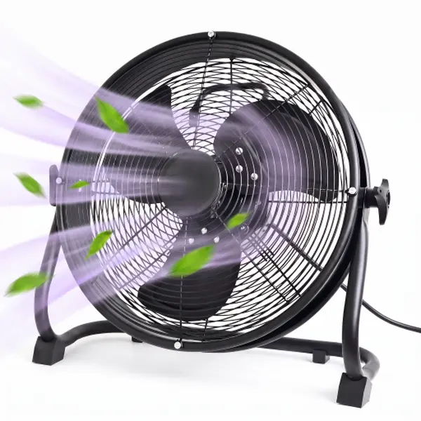 Bringstar Cordless High-Velocity Floor Fan (12" / 16") – Battery Powered & Plug-In, Brushless DC Metal Fan up to 1500 CFM, Works with DeWALT 18V/20V Batteries, Stepless Speed, 360° Tilt – Garage, Camping, Jobsite (BATTERY NOT INCLUDED)