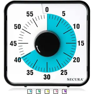 60-Minute Visual Countdown Timer - 7.5-Inch Oversize Classroom Timer for Kids & Adults, Durable Mechanical Kitchen Timer with Magnetic Backing (Blue), Easy to Use, No Batteries Required