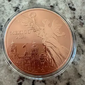2024 Mexican 5 Oz Reverse Proof Libertad .999 (Cu) Copper Round In Capsule