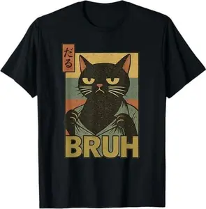 Funny Cat Bruh Teen Boys Girls Men Women Meme Japanese Anime T-Shirt