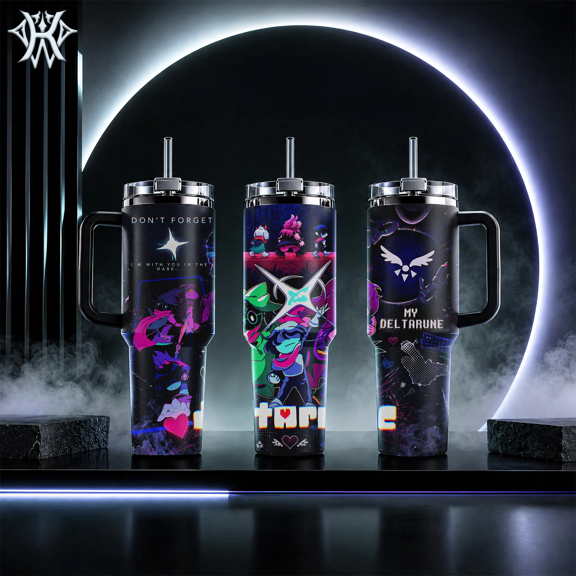 Deltarune Kris Susie Ralsei 40oz Tumbler with Handle and 20oz Skinny Mug, Undertale Gaming Merch, Insulated Stainless Steel Coffee Cup, Don't Forget Aesthetic Water Bottle Leakproof with Straw Lid