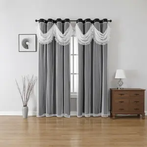 European Embroidered Blackout Curtains, 100% Light Blocking Drapes, Heat Insulation, Privacy Rings, Bedroom Living Room Use, Home Decoration Curtain