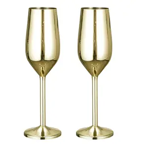 Haltwhistle 2 - Piece 6.76oz. Stainless Steel Gold/Silver All Purpose Champagne/Wine Glass Glassware Set (Set of 2) Drinkware