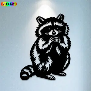 1pc Raccoon Metal Wall Art, Charming Raccoon Statue Mural, Ideal Gift for New Year, Easter, Wildlife Decor Enthusiasts, Weather-Resistant Metal Wall Decor Wall Sculptures, Perfect for Patio Wall & Garden Fence