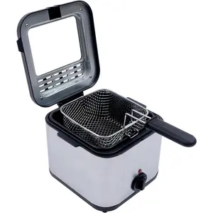 110V 2.64qt Deep Fryer 1000W Stainless Steel Detachable Basket Temperature Adjustable Anti Scald for Home Fried Chicken French Fries