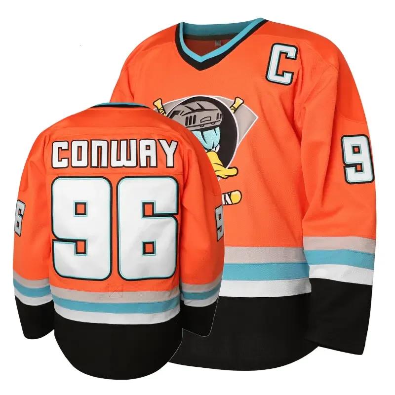 Mighty Ducks Print Jersey Movie Hockey Jersey Charlie Conway #96 Adam Banks #99 90S Hip Hop Clothing for Party Athletic Outfit High Performance Activewear