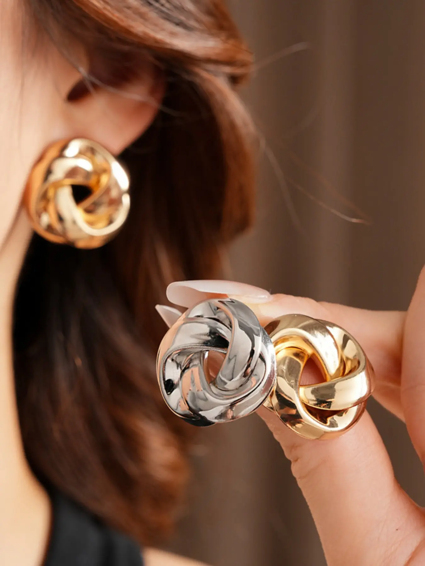 Stainless Steel Stud Earrings for Women, Hypoallergenic Metal Jewelry, Casual Daily Wear Accessory, Durable Design, High Quality Earrings