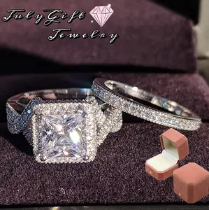 3 Carat Ring Sets for Women Wedding Sets Round Cut Engagement Ring Anniversary Promise Rings
