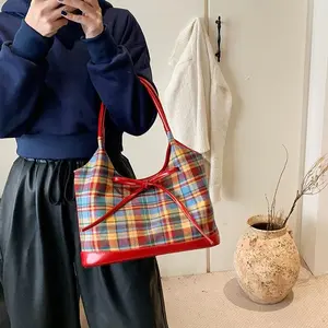 2026 New Arrival Plaid Pattern Women's Shoulder Bag Large Capacity Tote
