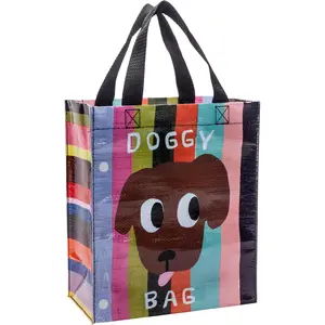 Handy Tote Bag - Doggy Bag - Recycled &  Sturdy Canvas Shopping Bag with uirky Art and Handles, 95% Recycled Material, Ideal for Lunch, , Groceries 10" h x 8.5" w x 4.5" d