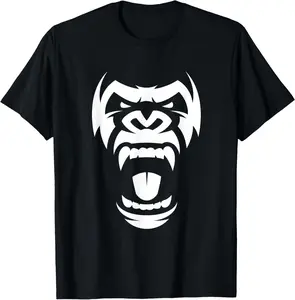 Cotton Graphic Tees Streetwear Angry Gorilla - Furious Silverback T-Shirt