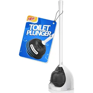 Toilet Plunger with Holder, Unique Plunger with All-Angle Design, Plungers for Bathroom with Holder, Heavy Duty Toilet Plunger for 5.7-inch Toilet Drain Bathroom Cleaning