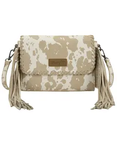 Wrangler Women's Cow Print Fringe Crossbody Bag - Wg444-1818 Tn