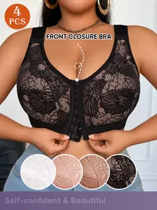 4-Pack Women's Wireless Bras, Underwear, Full Coverage, Casual Style, Comfortable Daily Wear, Plain Design, Unlined, All Seasons, Womenswear