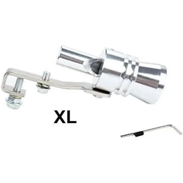 Dewhel Universal Aluminum Turbo Sound Exhaust Muffler Pipe Whistle Car Blow off valve BOV Tip Simulator Whistler Size XL Silver