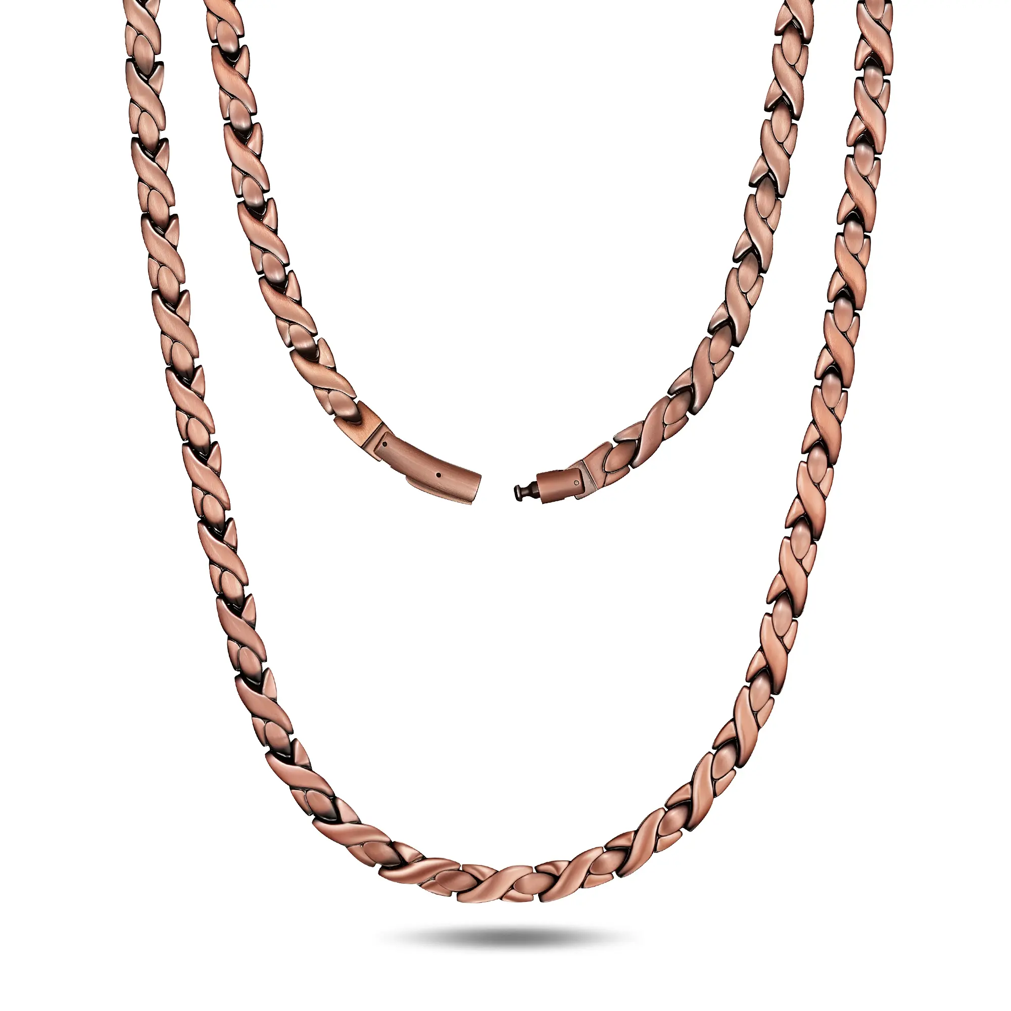 Feraco 99.99% Pure Copper Matching Jewelry Set - Unisex Necklace, Bracelet & Anklet, 3500 Gauss Ultra Strong Neodymium Magnets, Adjustable, Includes Sizing Tool, Gifts for Boyfriend, Magnetic