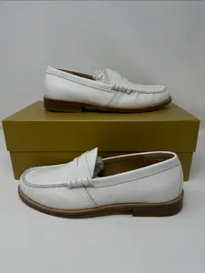 RHUDE Authentic Men's Slip On White Leather Penny Loafer Size 8M MSRP $595