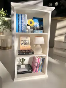 Square Mini Bookshelf Bundle - Surprise Mini Books & Accessories Kit for Bookshelf, Desk or Nightstand Decor