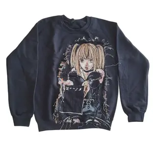 Lagarme Death Note Misa Misa Sweater Y2K Tapestry Hoodie Long Sleeve Fitted Winter Casual HipHop Fashion Menswear Streetwear Handmade Anime Gift Distinctive Design Standout Piece