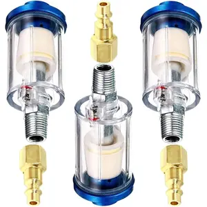 Water Oil Separator,1/4" NPT Inlet and Outlet Filter,  Air Compressor Tools (3PCS)