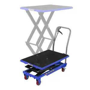 Hydraulic Lift Table Cart,770lbs Capacity 50.7" Lifting Height Hydraulic Table Cart with Non-Slip Pad, 4 Wheels & Reflective Strips,for Material Handling & Transportation,Blue