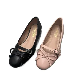WOMENS FAUX LEATHER BOW BALLET FLAT FERGIE-1 Walking Shoes