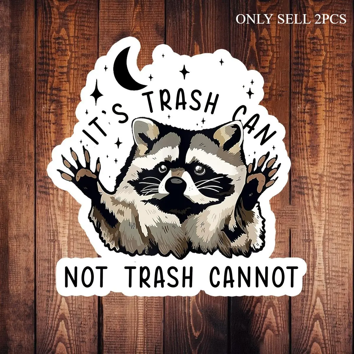 2PCS/SET Heartwarming Goofy Raccoon Fun StickerSuitable for notebooks/storage items—this pun copy + peeking shape looks like a personality decor on items, spreading relaxed carefree vibes Positive Stickers