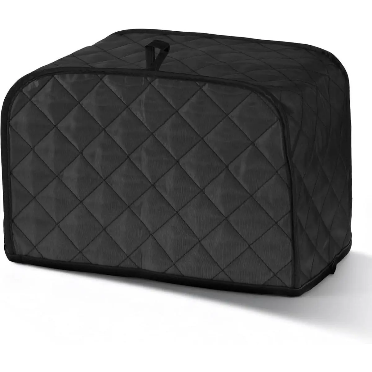 Quilted Material Toaster Cover, 1-Piece Dustproof Protector for 2-Slice and Wide Slot Toasters, Polyester Cotton Fabric, Machine Washable, Black, One-Piece