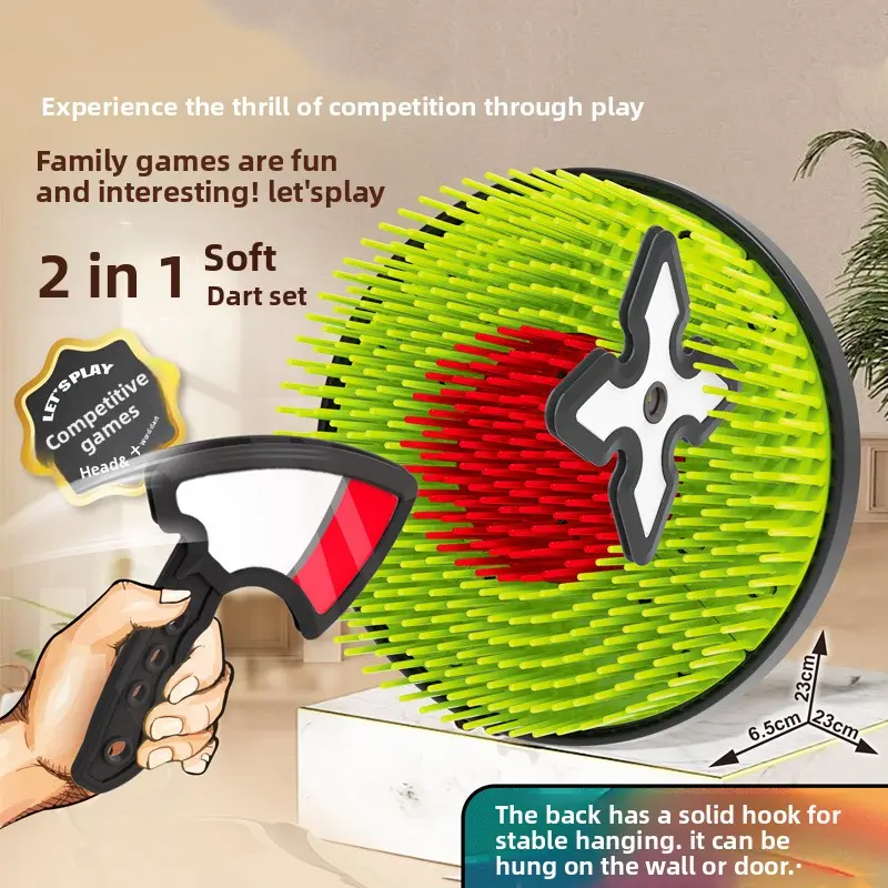 Children's and Adult Darts Set with Stand, Throwing Game, Includes Axes and Boomerangs, Target Toy Set for Family Fun and Entertainment