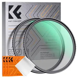 【K&F CONCEPT】 Black Diffusion 1/4 & 1/8 Filters Kit, 2 Pack Ultra-Thin Mist Cinematic Effect Filters Set with Multi-Layer Nano Coated and 3 Pieces Cleaning Cloth for Camera Lens - K Series