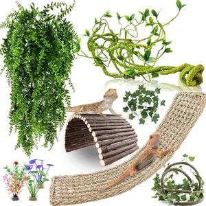 Bearded Dragon Tank Accessories, 10 PCS Reptile Hammock Plants Bridge