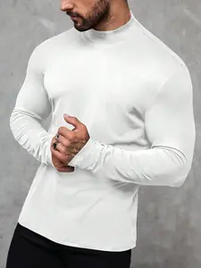 Men's High Neck Long Sleeve Sweater, Regular Shoulder Design, Comfortable Fashion Knitwear, Ideal for Daily Wear, Tops