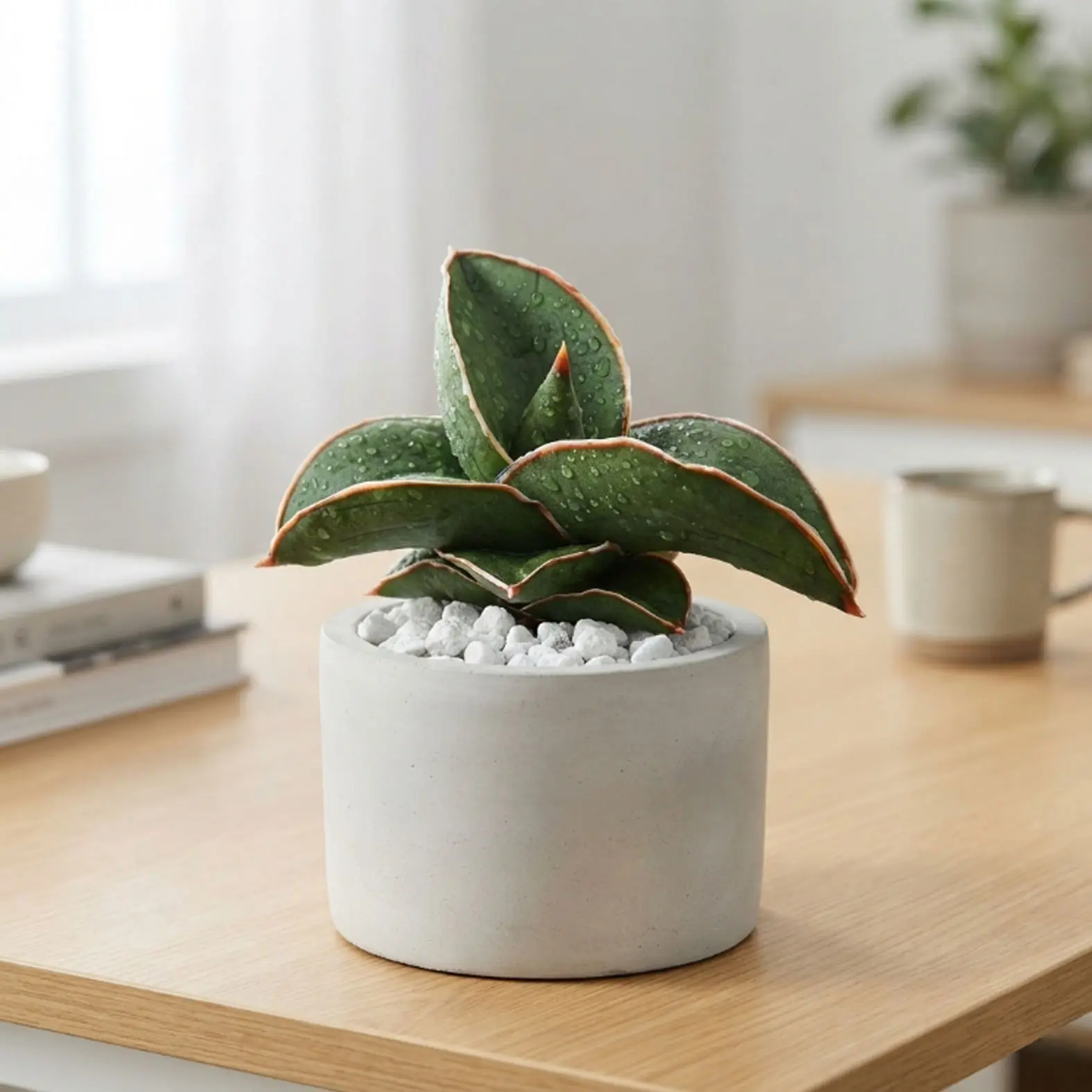 Samurai Dwarf Snake Plant (Dracaena Ehrenbergii) - Rosette Succulent, Low-Light Desktop Houseplant, Beginner-Friendly Cacti & Succulents Garden Supply