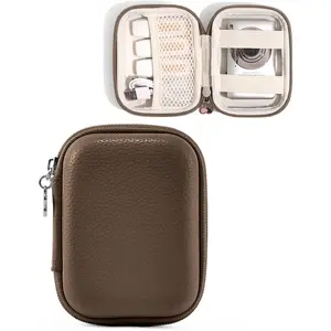 h-47 Digital Camera Case for CAMKORY, KODAK PIXPRO FZ45/FZ55, Canon IXUS 285 HS, Lecran, Small Travel Compact Camera Holder with Mesh Pocket for Accessories SD Card (Brown)