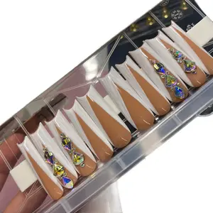 White V-Tip Luxury Press On Nails Gel High Gloss