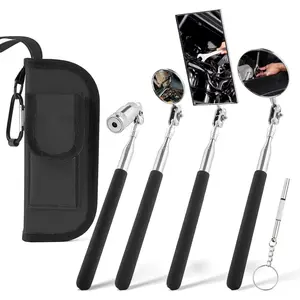 7 in 1 Telescoping Magnetic Pickup Tool Set with Swivel Inspection Mirror, 5LB Magnetic Pickup Stick with Light, 3-IN-1 Screwdriver, Black