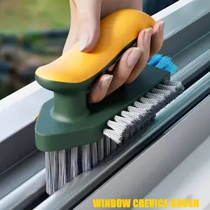 Window Crevice Cleaning Brush, Window Cleaning Tool, Household Cleaning Tool, House Cleaning Tools, 2-in-1 Gap Cleaner with Handle, Stiff & Soft Bristles for Window Tracks, Door Gaps & Narrow Crevices, Home Cleaning & Deep Cleaning